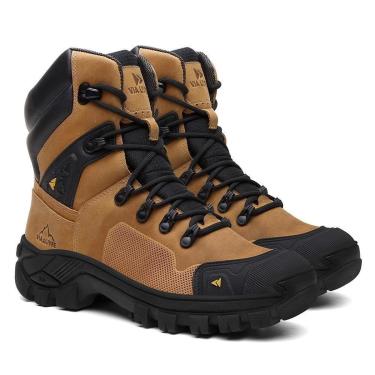 Imagem de Bota Masculina de Couro Legitimo Resistente Cano Alto Coturno Masculino Confortavel Solado Tratorado-Masculino