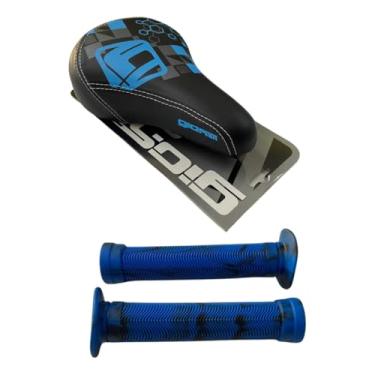 Imagem de Kit Selim e Manoplas Gios para BMX Freeride e Wheeling, Selim Anatômico e Manoplas Ergonômicas, Cor Azul