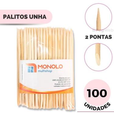 Imagem de 100 Palitos Unha Manicure Cutícula Madeira Descartável Profissional - 