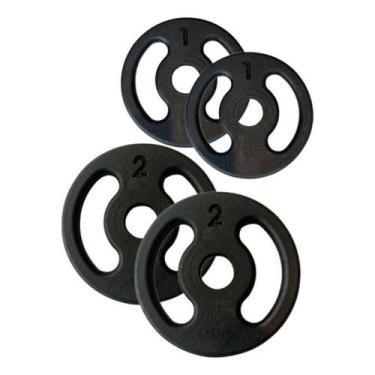 Imagem de Kit 2 Anilhas De 1kg E 2 Anilhas De 2kg Ferro Pintado - XD Fitness
