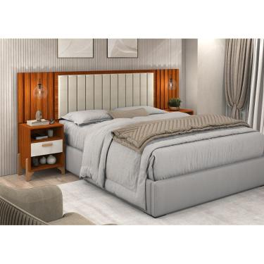 Imagem de Cabeceira king Onix 1.60 Ripado Cinamomo/Off White - Vitamov
