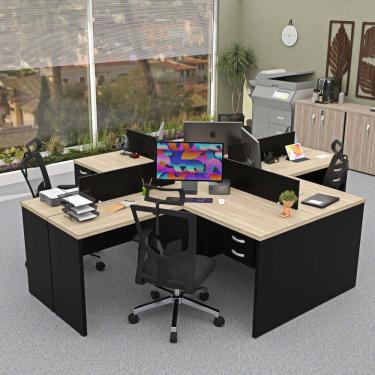 Imagem de Ilha De Mesas 30Mm Pe Painel 15Mm 1400X600 Em L C/ Gav