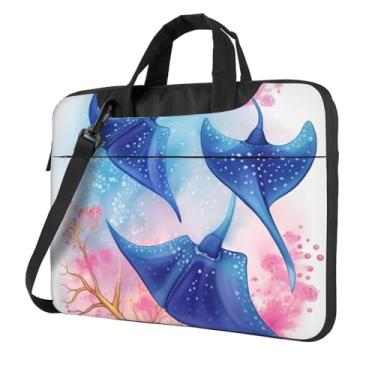 Imagem de Capa para laptop de arraias de animais marinhos capa para computador à prova de choque protetora para notebook bolsas portáteis para laptop homens e mulheres, Preto, 15.6 inch
