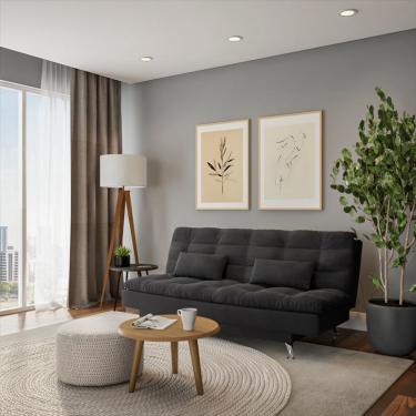 Imagem de Sofá-Cama 3 Lugares Casal Plínio Suede Cinza