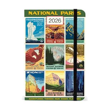 Imagem de Planejador semanal de parques nacionais de inspiração vintage Cavallini 2026, 10 x 15 cm, planejador semanal de relance de 12 meses, ideal para fanáticos por flores, pequeno e fofo (AG2026/NP)