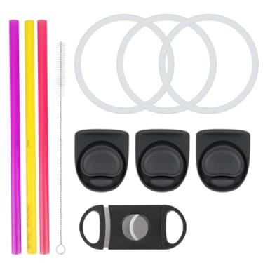 Imagem de Kit de Reposição com 11 Peças para Owala, Peças de Reposição para Garrafa D'água Compatíveis com Owala Incluindo 3 Rolhas Silicone Juntas 1 Escova Limpeza 3 Canudos e Ferramenta Corte (Cor 2)