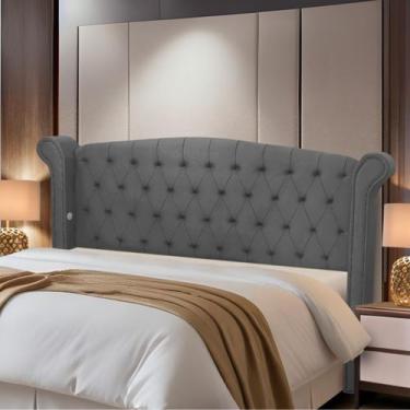 Imagem de Cabeceira Cama Box King Size Estofada Madeira Grécia - D'Julia, Cinza