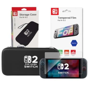 Imagem de Kit Bag Estojo Case Resistente c/ Zíper Ns2 + Película Vidro Temperado 9H para Nintendo Switch 2 (Preto)