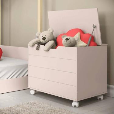Imagem de Bau Caixa De Brinquedos Toys Com Tampa E Rodizios Rose