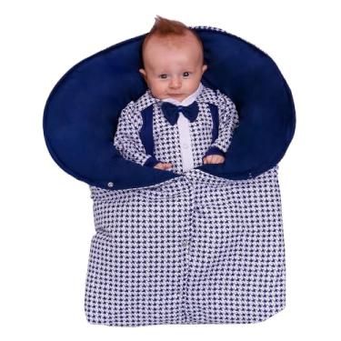 Imagem de Porta Bebê Saco de Dormir Quentinho Para Bebê Menino Miguel Azul Marinho