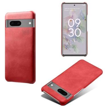Imagem de Capa para Google Pixel 7A,Proteção contra quedas,Casca de volta de cor sólida simples,Design de couro de imitação de plástico-Red