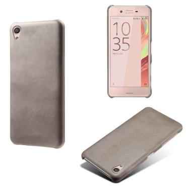 Imagem de Capa para Sony Xperia XA1 Ultra,Proteção contra quedas,Casca de volta de cor sólida simples,Design de couro de imitação de plástico-Gray