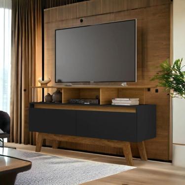 Imagem de Rack Com Gavetas Rubi 1,2 Cinamomo E Preto Fosco Bechara