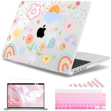 Imagem de May Chen Capa para M4 MacBook Pro 16 polegadas A3403 Max A3186, M3 A2991 M2 A2780 M1 A2485 Pro Max 2024 2023 2022 2021, capa rígida de plástico com pretector de tela e capa de teclado, flores de