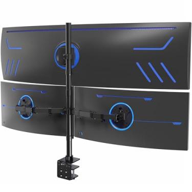 Imagem de VIVO Suporte de mesa extra alto para monitor triplo para Ultrawides de até 124.5 cm no suporte central e telas de 68.6 cm nos suportes laterais, comporta até 20 kg, preto, STAND-V103T
