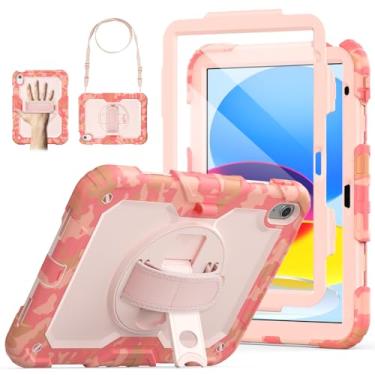 Imagem de SCSVPN Capa infantil para iPad (A16) 11ª/10ª geração 11/10 polegadas 2025/2022, capa arco-íris robusta à prova de choque para iPad 11/10 com suporte para lápis, suporte giratório 360, alça de mão