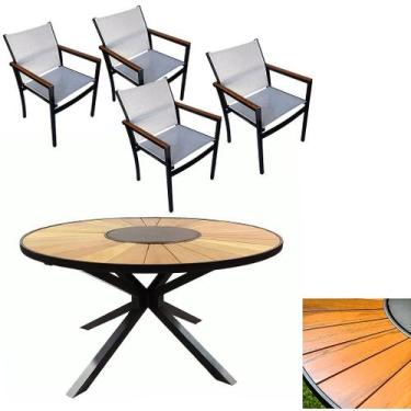 Imagem de Jogo de Mesa 1,30m Zurick Madeira Pétalas 4 Cadeiras Jantar Amélia Tel