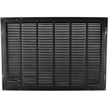 Imagem de Grade de filtro de ar de retorno de aço de 76,2 x 45,7 cm para filtro de 2,5 cm - abas de plástico fáceis para rosto/porta removíveis - cobertura de duto HVAC - face plana estampada - preto [dimensões externas: 80 cm L X 45 h]