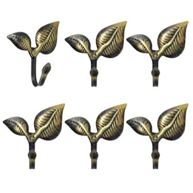 Imagem de HhdvdyWgd 6 ganchos de parede de folha dupla, ganchos decorativos para ganchos de cortina de liga para parede, ganchos de parede pequenos vintage, ganchos decorativos bonitos para quarto, escritório