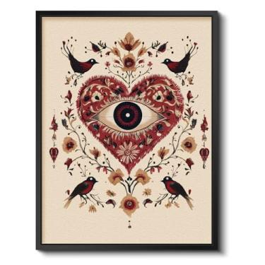 Imagem de WHASAYART Arte de parede emoldurada preta arenito duplo textura 3D SR1226 Eyes