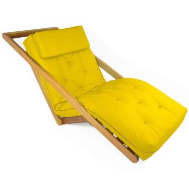 Imagem de Poltrona New York Reclinável Sala De Estar Sarja Amarelo