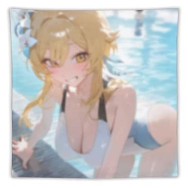 Imagem de LIEGBMEU Tapeçaria de biquíni sexy anime menina 152.4 cm x 152.4 cm interior exterior parede colcha arte decoração de tapeçaria caprichosa, AF304