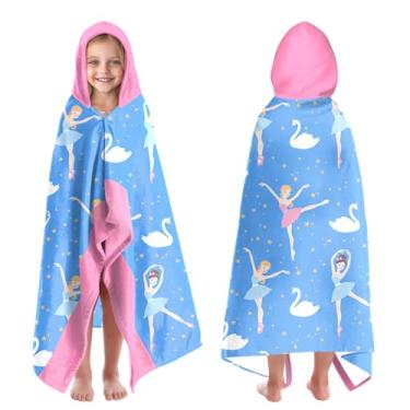 Imagem de Toalhas de praia grandes com capuz para meninas de 7 a 10 anos, tema dançarino, toalhas de banho com capuz, envoltório para crianças, adolescentes, 89 x 152 cm, toalha azul de secagem rápida, perfeita