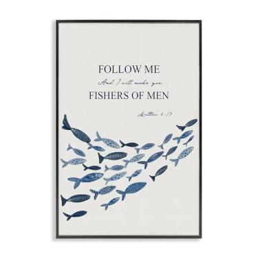 Imagem de Stupell Industries Follow Me Fishers Of Men Design artístico giclée emoldurado preto por Yen, 45,7 x 30,5 cm