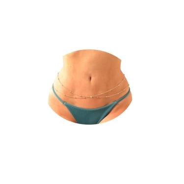 Imagem de Corrente de cintura de barriga com contas de barriga banhadas a ouro sexy biquíni corrente ajustável para mulheres, 36, Metal não precioso, Turquesa