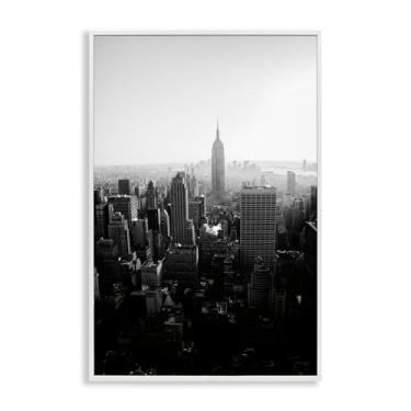Imagem de Stupell Industries Empire Building em monocromático branco emoldurado giclée design de arte por Aledanda, 76 x 50