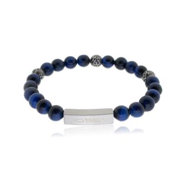 Imagem de Bracelete Rosso Shambala Olho De Tigre 8Mm Azul Bolinhas