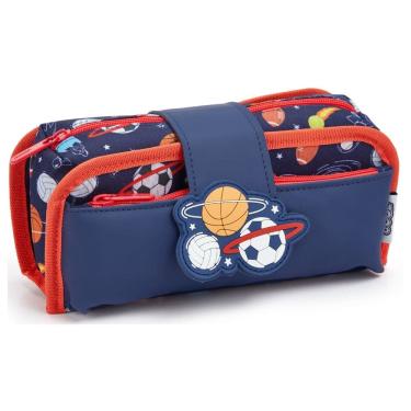 Imagem de Estojo Duplo Necessaire Infantil Escolar Organizador Animais