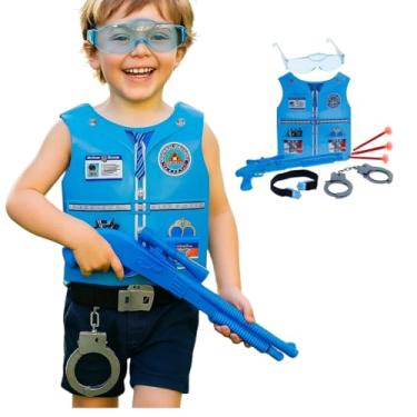 Imagem de Kit Brinquedo Policial Infantil, Cor Azul