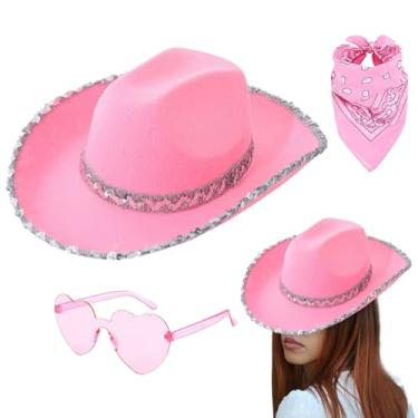 Imagem de Chapéus de cowboy brilhantes para mulheres – Chapéu de jazz moderno, fantasias temáticas de carnaval para festivais