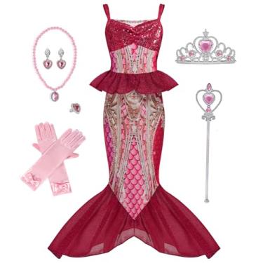 Imagem de Gesikai Fantasia de sereia para meninas, vestido de sereia, fantasia de Halloween para meninas