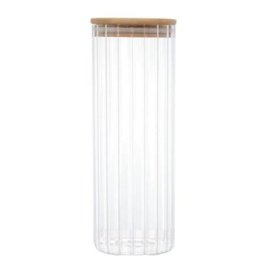 Imagem de Pote De Vidro Canelado Com Tampa Bambu Wolff 1,1 Litros