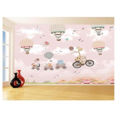 Imagem de Papel De Parede 3D Infantil Nuvens Girafa Babê 3,5M s355 - Você Decora