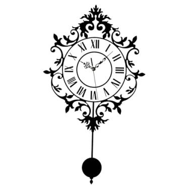 Imagem de Fenteer Relógio de parede tipo pêndulo, silencioso, decoração vintage, decorativo, fácil, sem -taque, com algarismos romanos, para sala de jantar