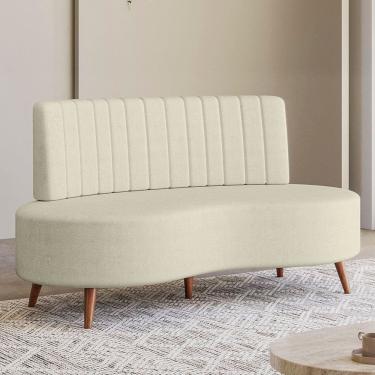 Imagem de Sofá Living 2 Lugares com Pés em Madeira Maciça 160cm Roseau Espresso Móveis Off White