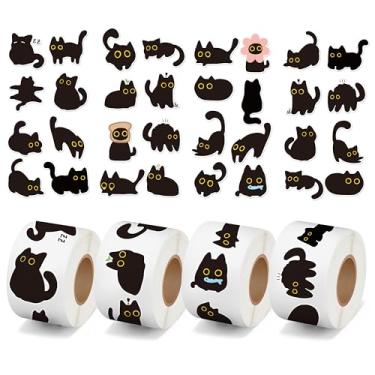 Imagem de DSjuedui Adesivos de rolo de gato preto - 2000 peças de decalques decorativos engraçados de meme de desenho animado para meninas, meninos, garrafas de água, guitarra, skate, laptop, recompensas