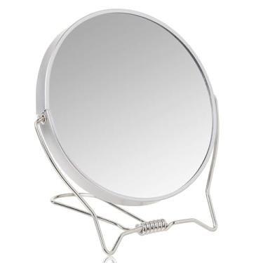Imagem de Espelho de Mesa com Um Lado de Aumento – Dupla Face, Portátil e Giratório – Ideal para Maquiagem, Barba, Cuidados com a Pele e Uso Diário