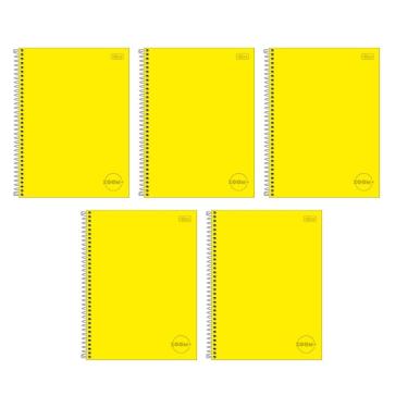 Imagem de Kit com 5 Cadernos Universitário Espiral Tilibra com 96 Folhas Pautadas Zoom Amarelo Escolar Aula