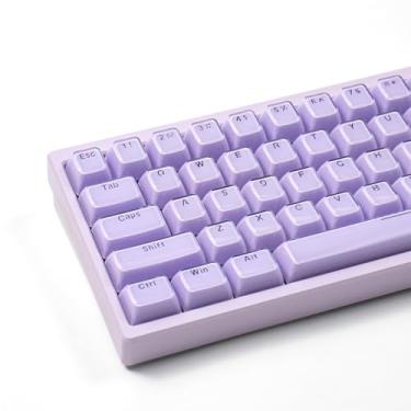 Imagem de Crystal Jelly Keycap, roxo brilho através de teclas personalizadas, conjunto de teclas de perfil OEM 135 teclas, bonito teclado translúcido para 61/68/84/87/98/100 Cherry MX Mechanical, roxo