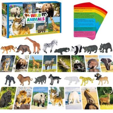 Imagem de Estatuetas de animais e cartões didáticos SpriteGru Safari 15 PCS Kids