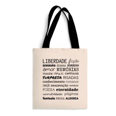 Imagem de Ecobag Média livro book algodão sustentável cru ou preta kindle capa presente natal dia dos professores