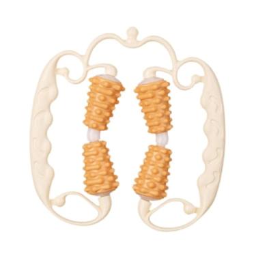 Imagem de Generic Rolo de massagem muscular portátil para celulite, rolo de massagem fáscia com 4 rodas para panturrilhas, musculação, mulheres e homens, exercícios, Bege