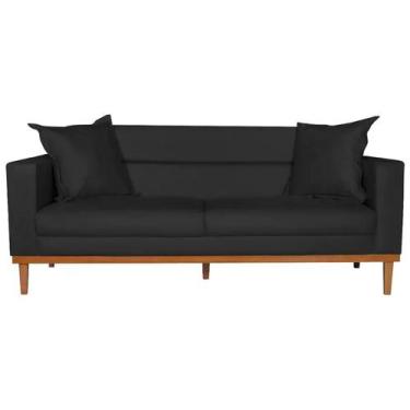 Imagem de Sofá Living 2 Lugares 200cm Viena Sala de Estar Recepção Suede Preto -