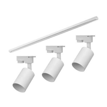 Imagem de Kit Trilho Taschibra Com 3 Spot Track Mr16 Gu10 Bivolt Branco