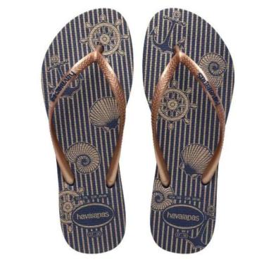 Imagem de Chinelo Havaianas Slim Nautical Feminino Listras Marinho 2356