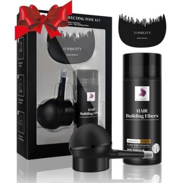 Imagem de Conjunto de ocultação natural Hair Fibers TOPIBUITY 3 em 1 (marrom méd